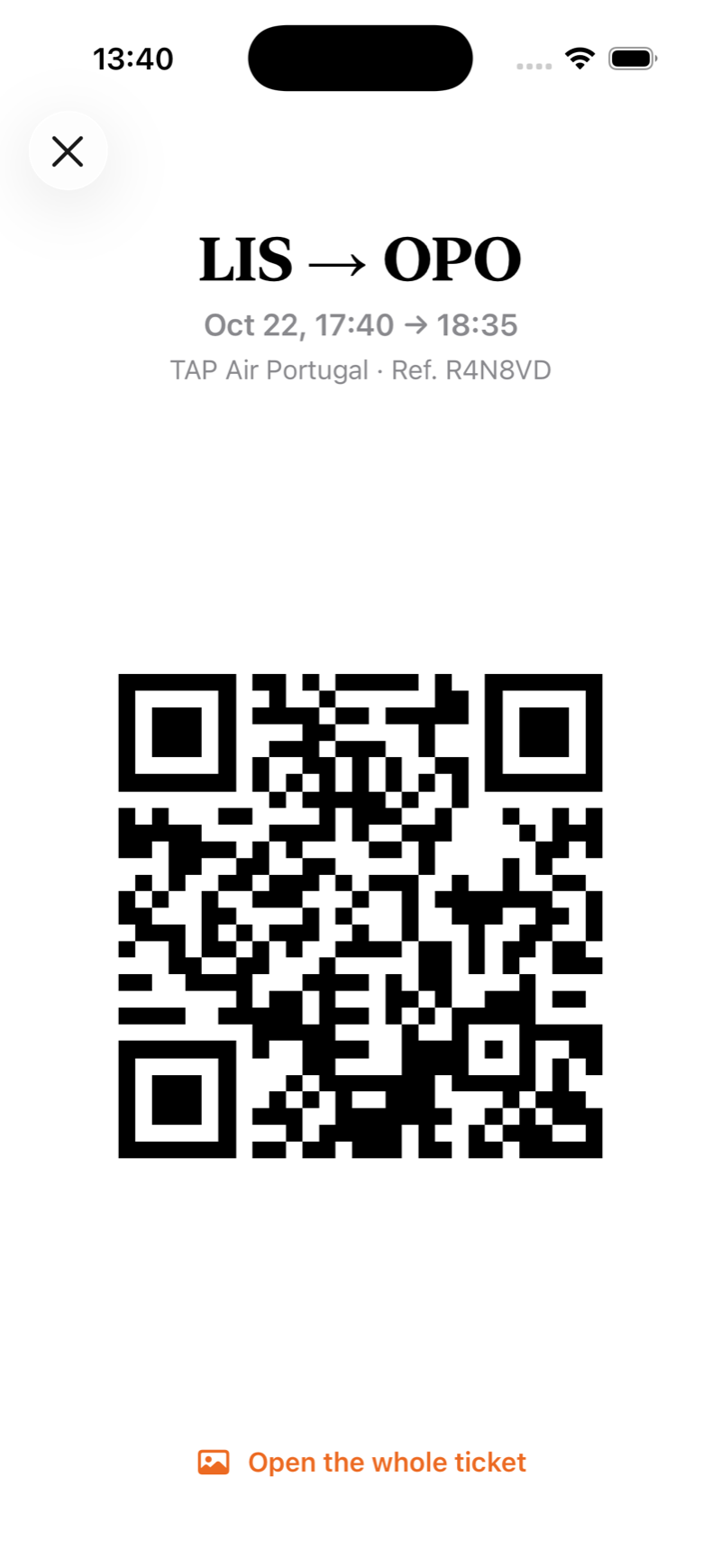 A boarding pass's code, cut out and shown large